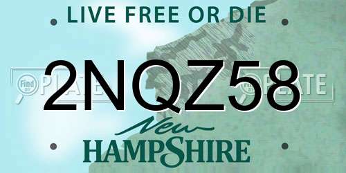 2NQZ58 New Hampshire License Plate