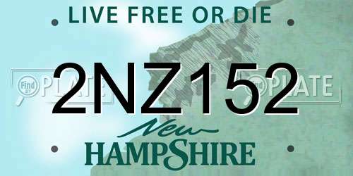 2NZ152 New Hampshire License Plate