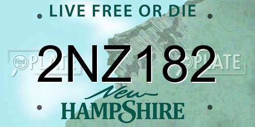 2NZ182 New Hampshire License Plate