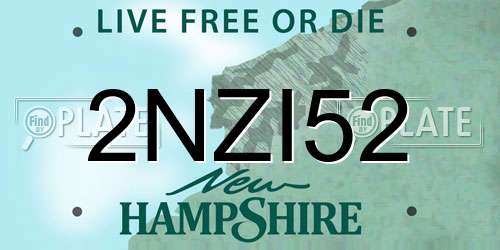 2NZI52 New Hampshire License Plate