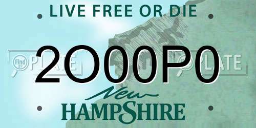 2O00P0 New Hampshire License Plate