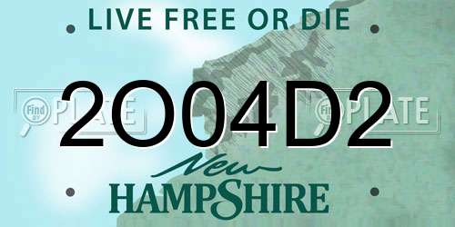 2O04D2 New Hampshire License Plate