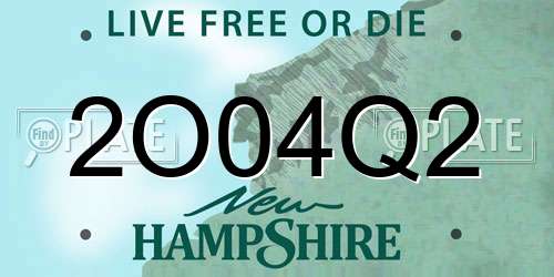 2O04Q2 New Hampshire License Plate