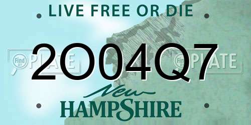 2O04Q7 New Hampshire License Plate