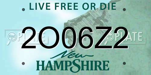 2O06Z2 New Hampshire License Plate