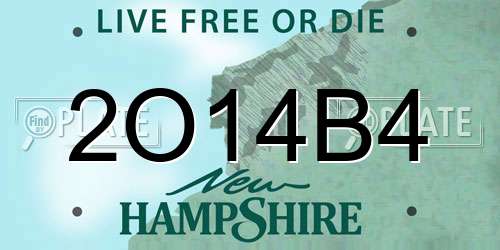 2O14B4 New Hampshire License Plate