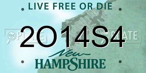 2O14S4 New Hampshire License Plate