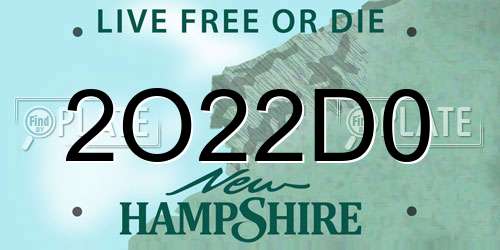 2O22D0 New Hampshire License Plate
