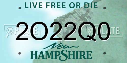 2O22Q0 New Hampshire License Plate