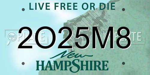 2O25M8 New Hampshire License Plate
