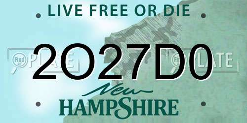 2O27D0 New Hampshire License Plate