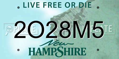 2O28M5 New Hampshire License Plate