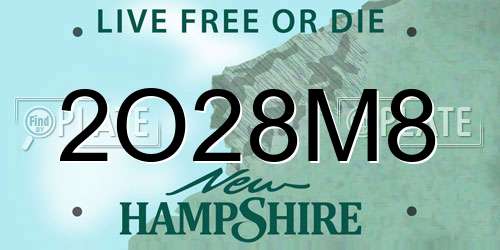2O28M8 New Hampshire License Plate
