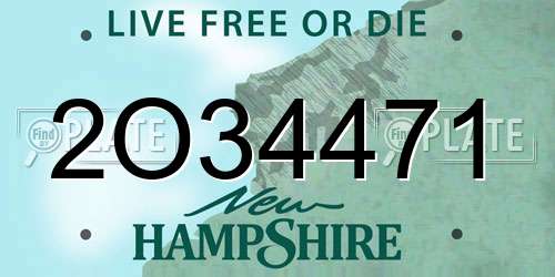 2O34471 New Hampshire License Plate
