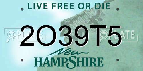 2O39T5 New Hampshire License Plate
