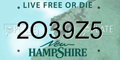 2O39Z5 New Hampshire License Plate
