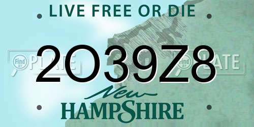 2O39Z8 New Hampshire License Plate