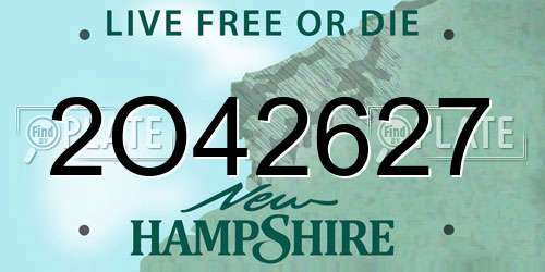 2O42627 New Hampshire License Plate