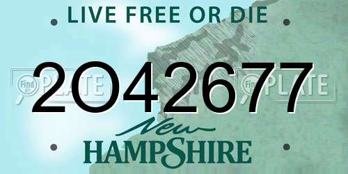 2O42677 New Hampshire License Plate