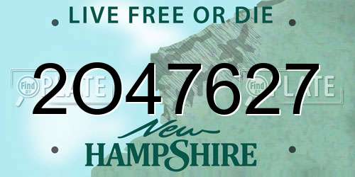2O47627 New Hampshire License Plate