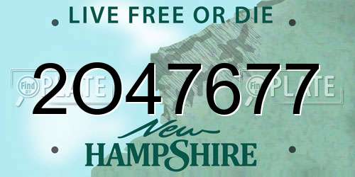 2O47677 New Hampshire License Plate