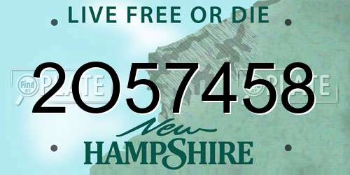2O57458 New Hampshire License Plate