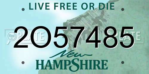 2O57485 New Hampshire License Plate