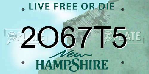 2O67T5 New Hampshire License Plate