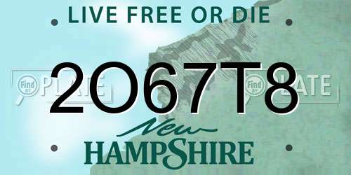2O67T8 New Hampshire License Plate
