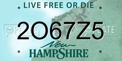 2O67Z5 New Hampshire License Plate