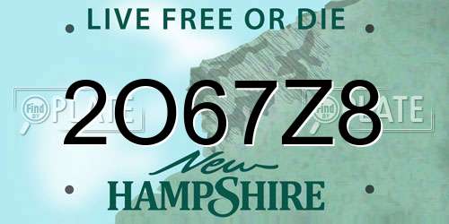 2O67Z8 New Hampshire License Plate