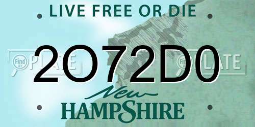 2O72D0 New Hampshire License Plate