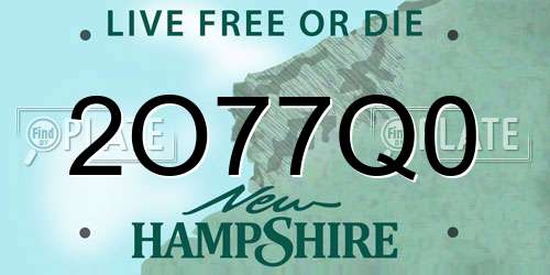 2O77Q0 New Hampshire License Plate