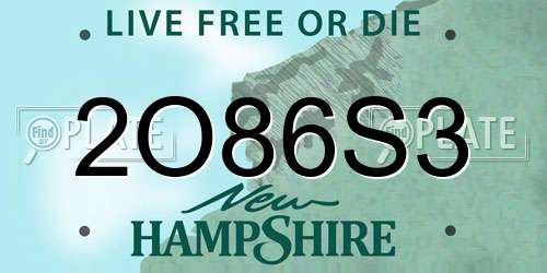 2O86S3 New Hampshire License Plate