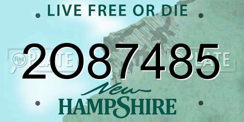 2O87485 New Hampshire License Plate