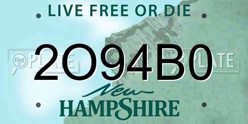2O94B0 New Hampshire License Plate