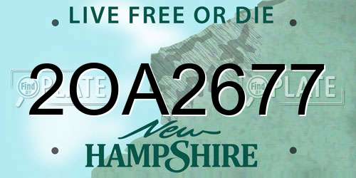 2OA2677 New Hampshire License Plate