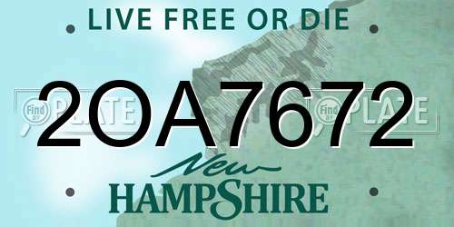 2OA7672 New Hampshire License Plate
