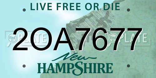 2OA7677 New Hampshire License Plate