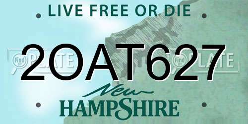 2OAT627 New Hampshire License Plate
