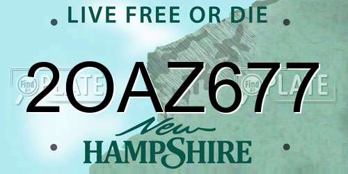 2OAZ677 New Hampshire License Plate
