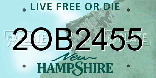 2OB2455 New Hampshire License Plate