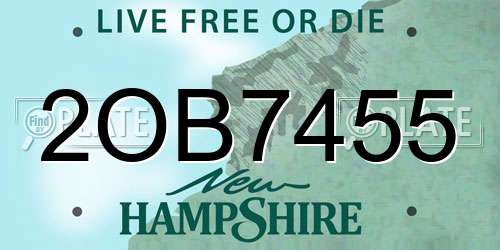 2OB7455 New Hampshire License Plate