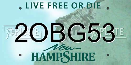 2OBG53 New Hampshire License Plate