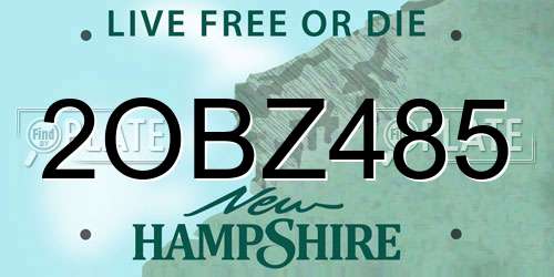 2OBZ485 New Hampshire License Plate