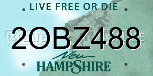 2OBZ488 New Hampshire License Plate
