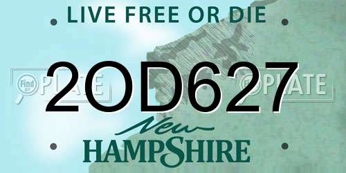 2OD627 New Hampshire License Plate