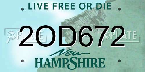 2OD672 New Hampshire License Plate