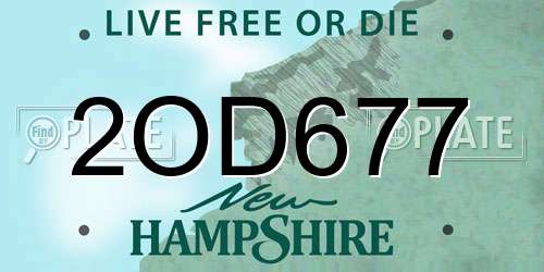 2OD677 New Hampshire License Plate