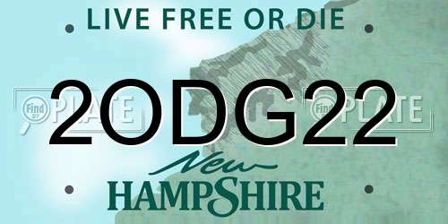 2ODG22 New Hampshire License Plate